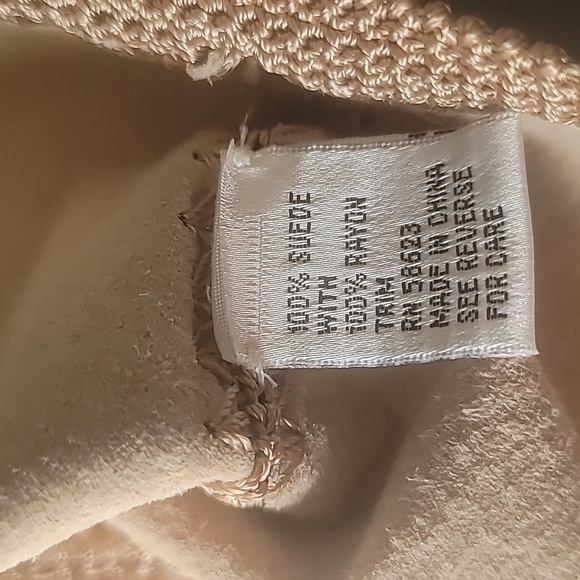 Suede crocheted panel cardigan or lightweight jacket tan beige cream - Picture 10 of 15